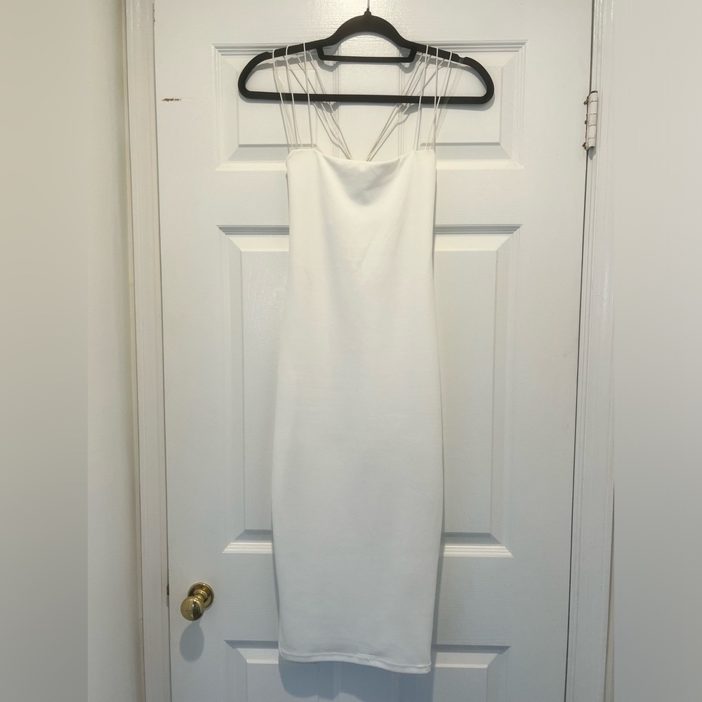 Nookie Trinity 2-Way Midi Bodycon Dress - White, Small